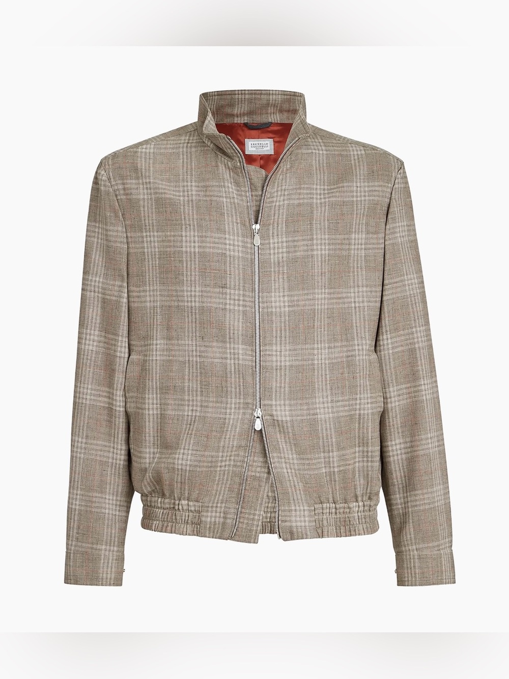 Brunello Cucinelli wool and silk tartan outerwear jacket
